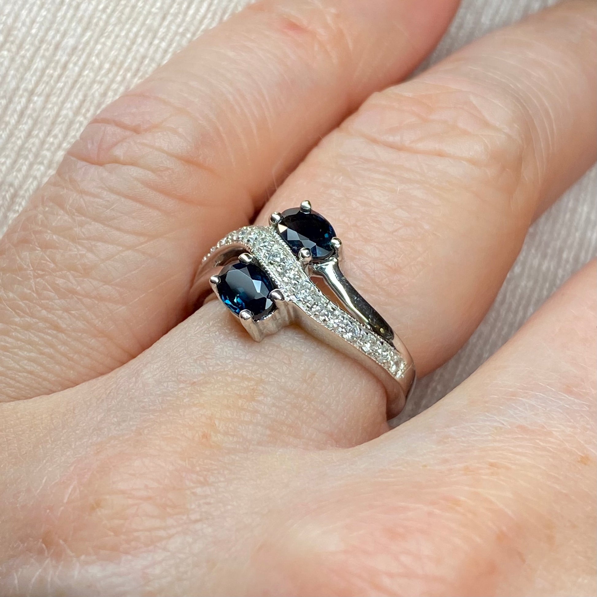 9ct White Gold Sapphire & Diamond Ring - John Ross Jewellers