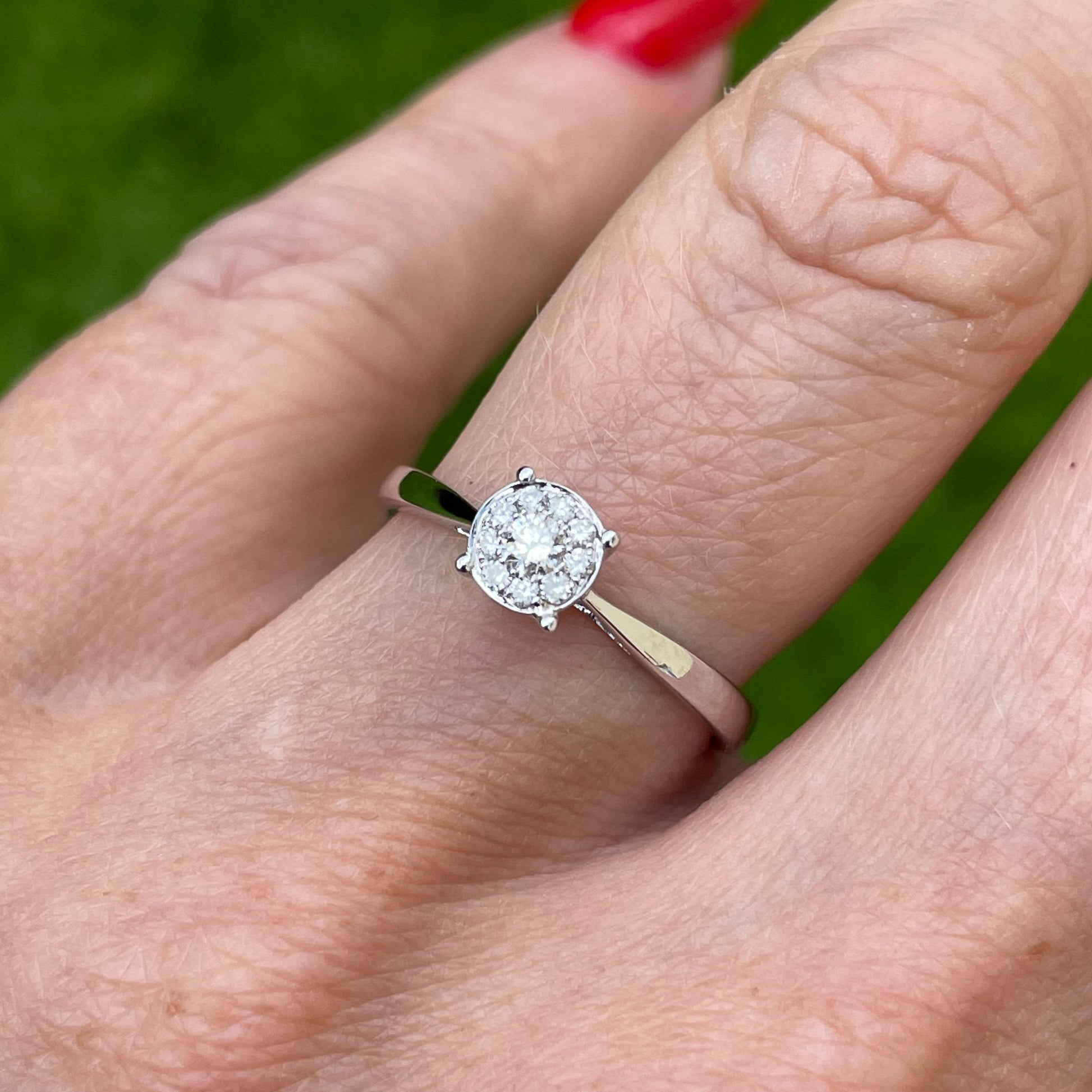 18ct White Gold Cluster Solitaire Engagement Ring | 0.14ct - John Ross Jewellers