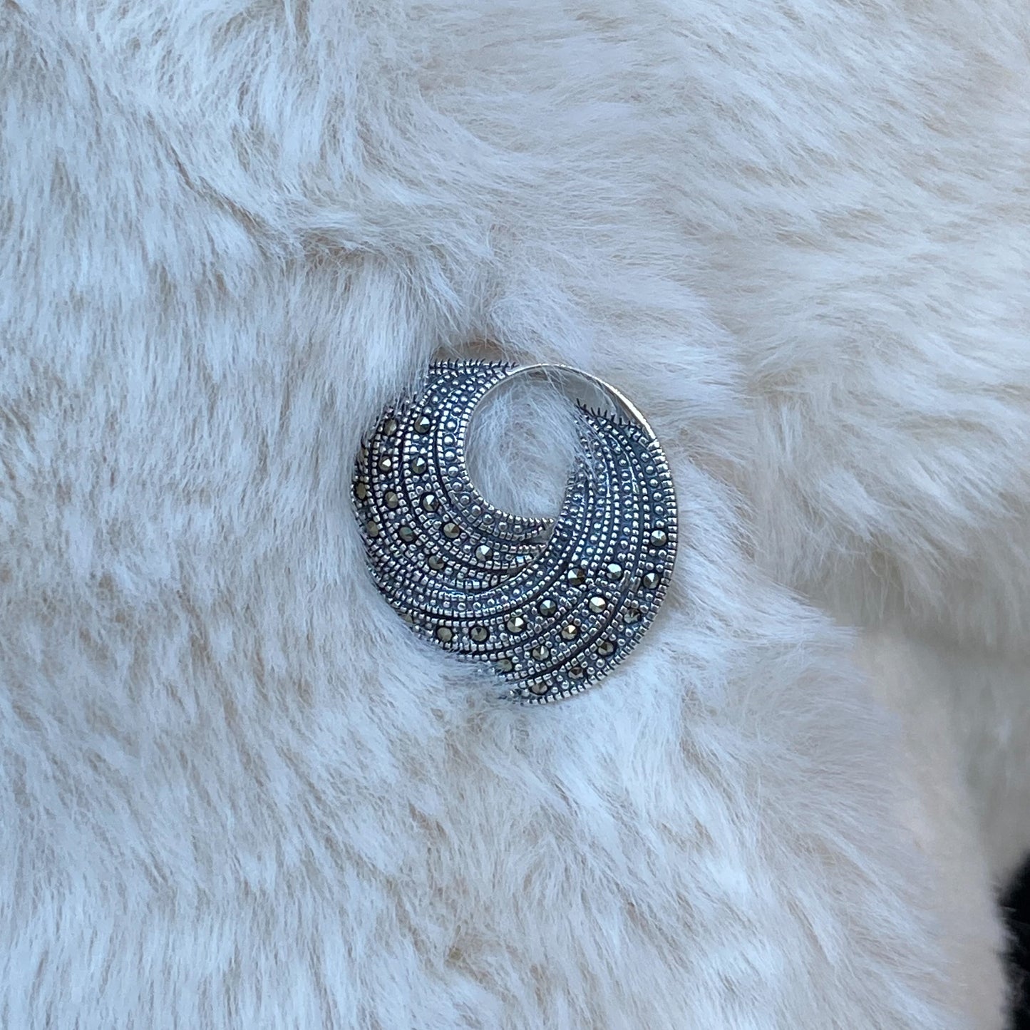 Silver Marcasite Swirl Brooch - John Ross Jewellers
