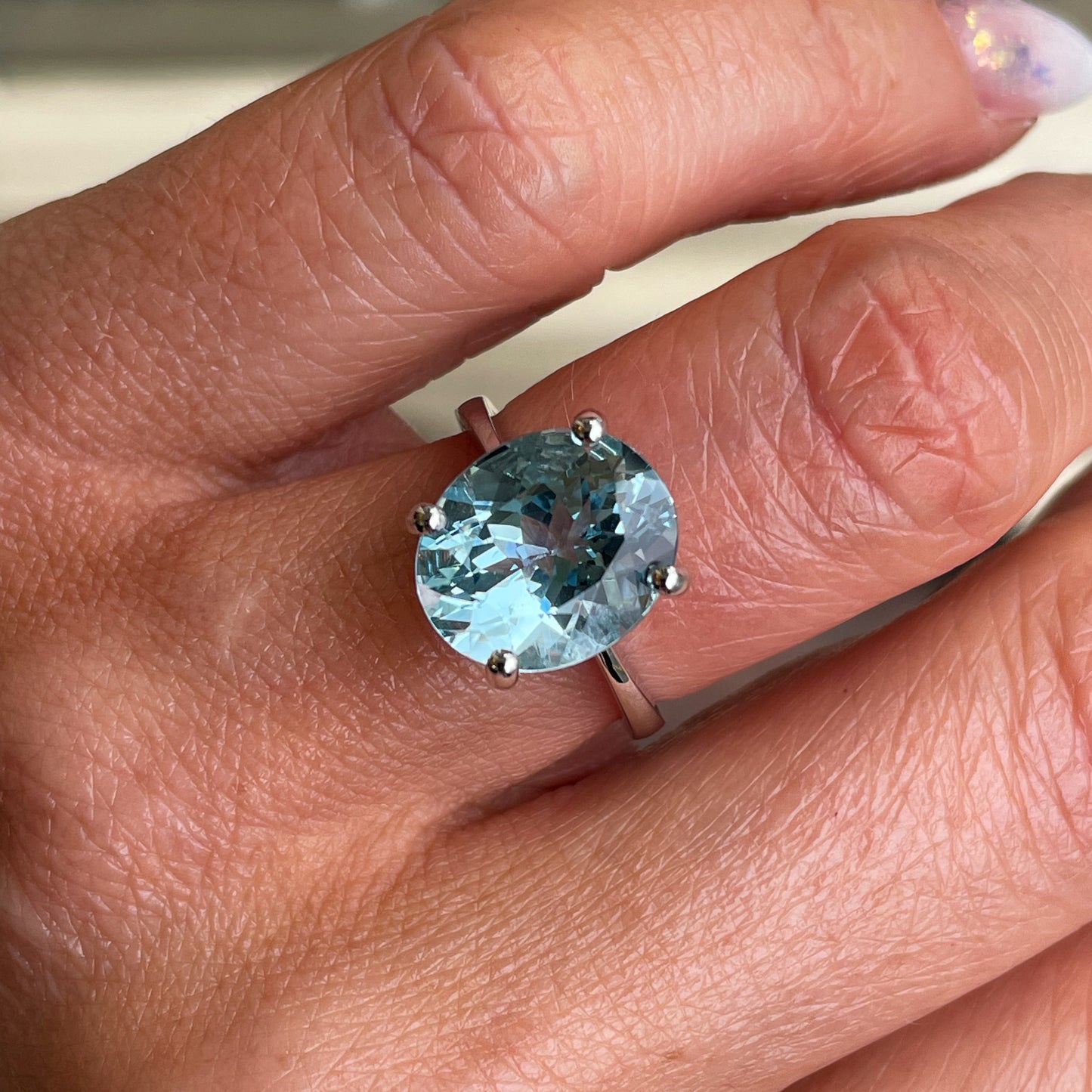 18ct White Gold Aquamarine Solitaire Ring | 5.22ct - John Ross Jewellers