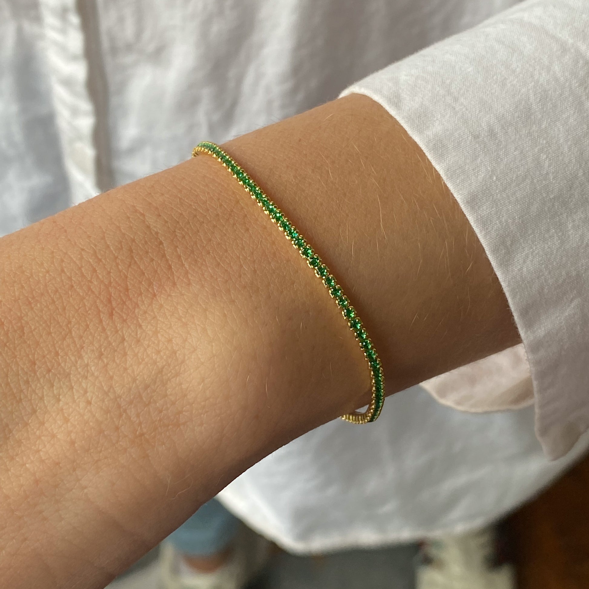 Sunshine Dainty Green CZ Tennis Bracelet - John Ross Jewellers