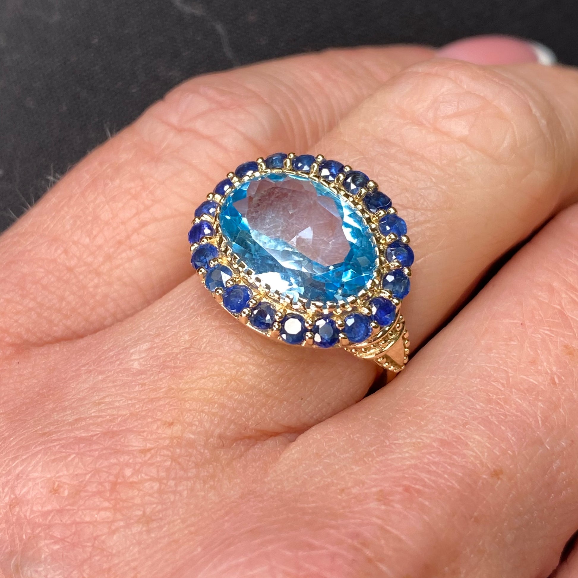 9ct Gold Blue Topaz & Sapphire Ring - John Ross Jewellers