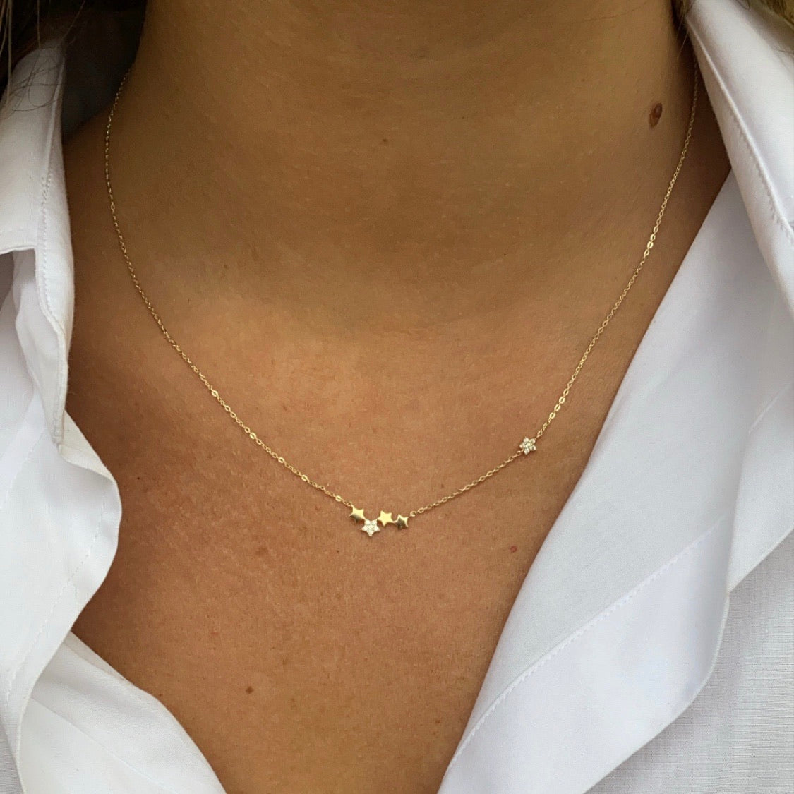 9ct Gold Star Cluster Necklace - John Ross Jewellers