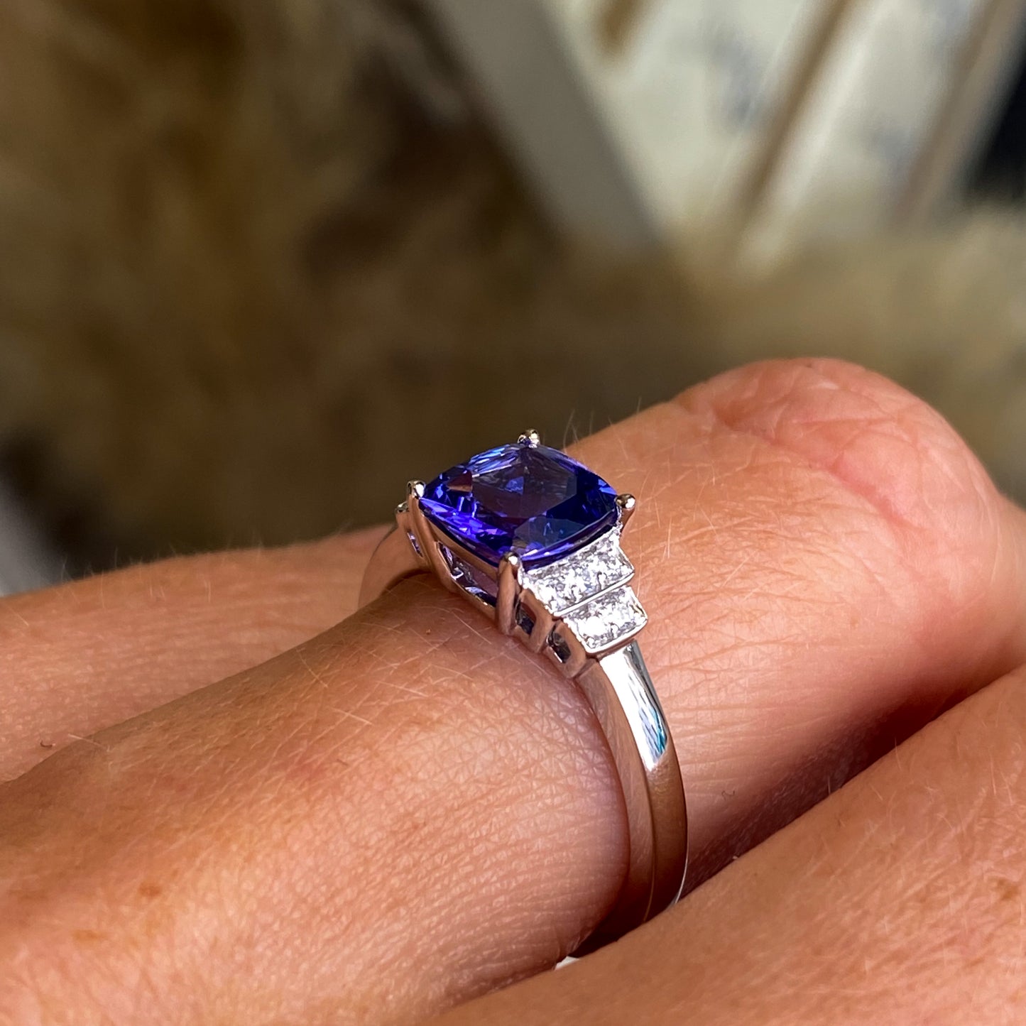 18ct White Gold Tanzanite & Diamond Ring - John Ross Jewellers