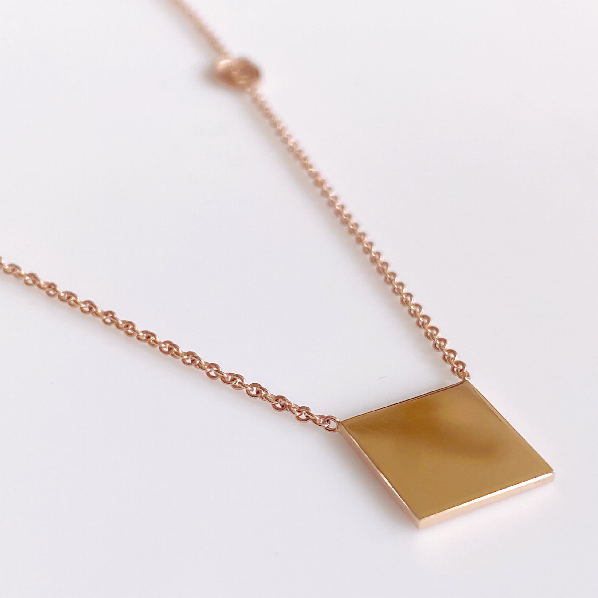 9ct Rose Gold Square Disc Necklace - John Ross Jewellers