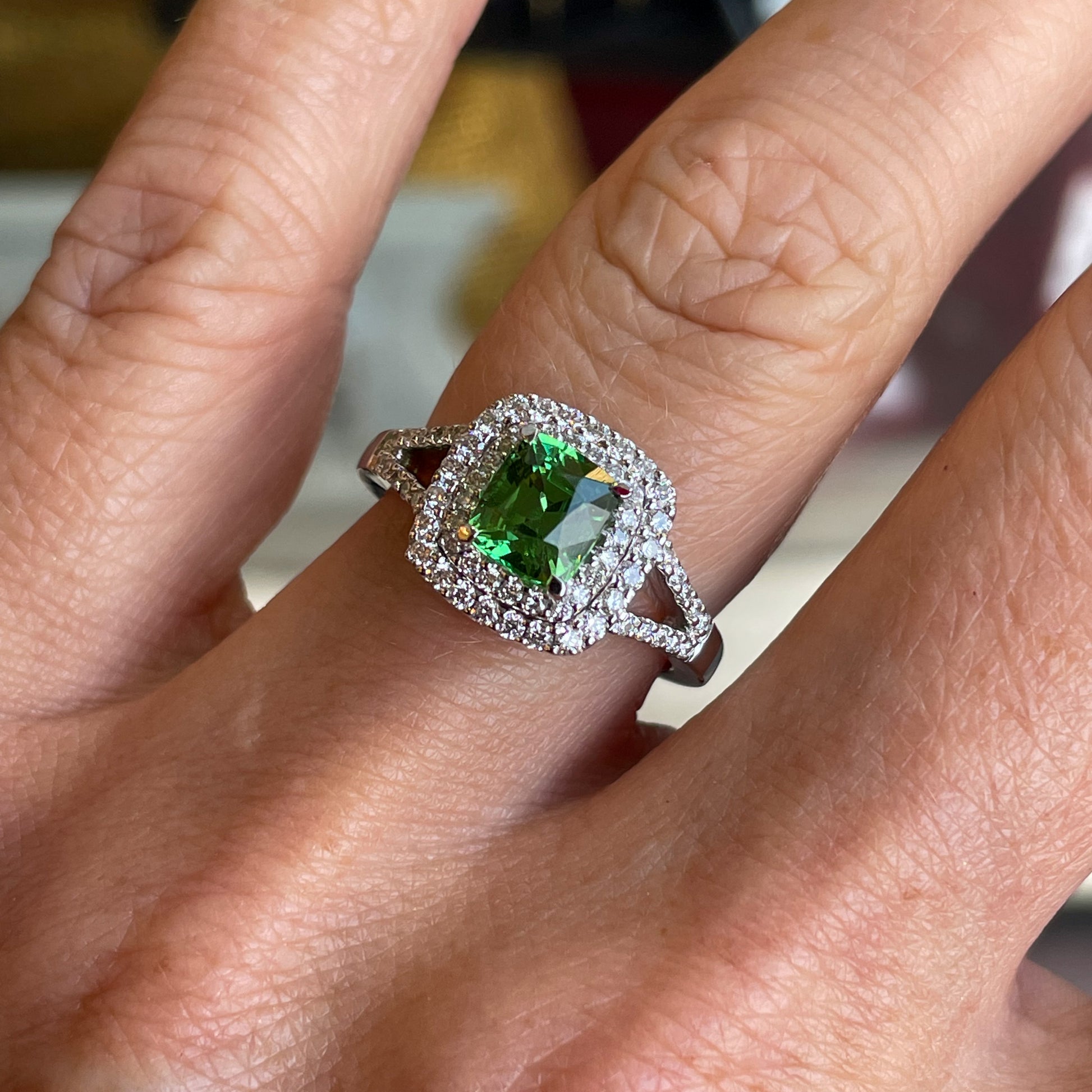 18ct White Gold Tsavorite Garnet & Diamond Ring - John Ross Jewellers