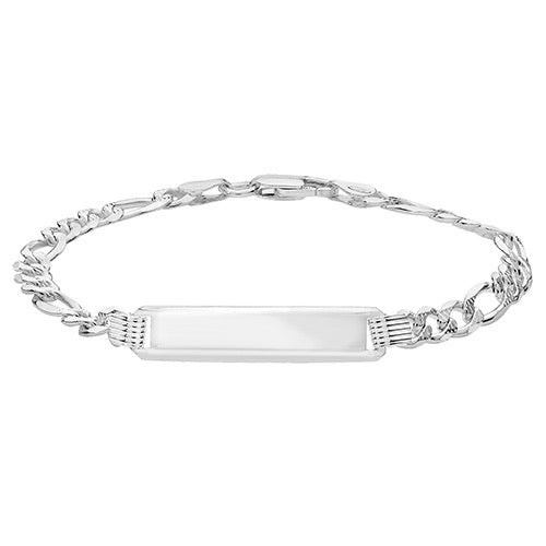Silver 5" 1+3 Figaro Identity Bracelet - John Ross Jewellers