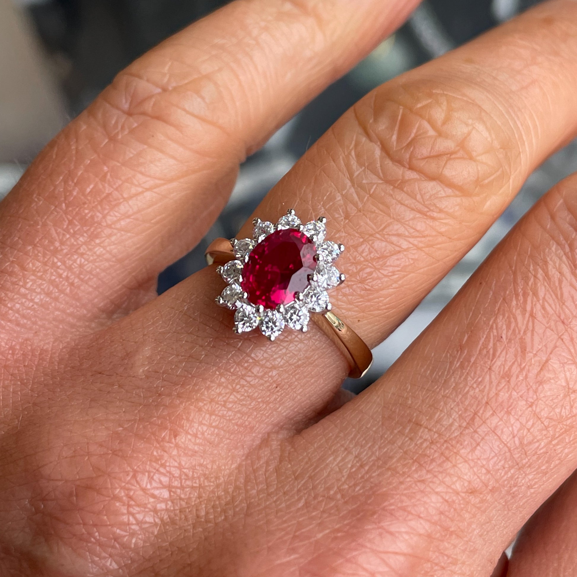 9ct Gold Created Ruby & CZ Ring - John Ross Jewellers