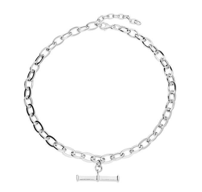 Sunshine Chunky T-Bar Lariat Necklace - Silver - John Ross Jewellers