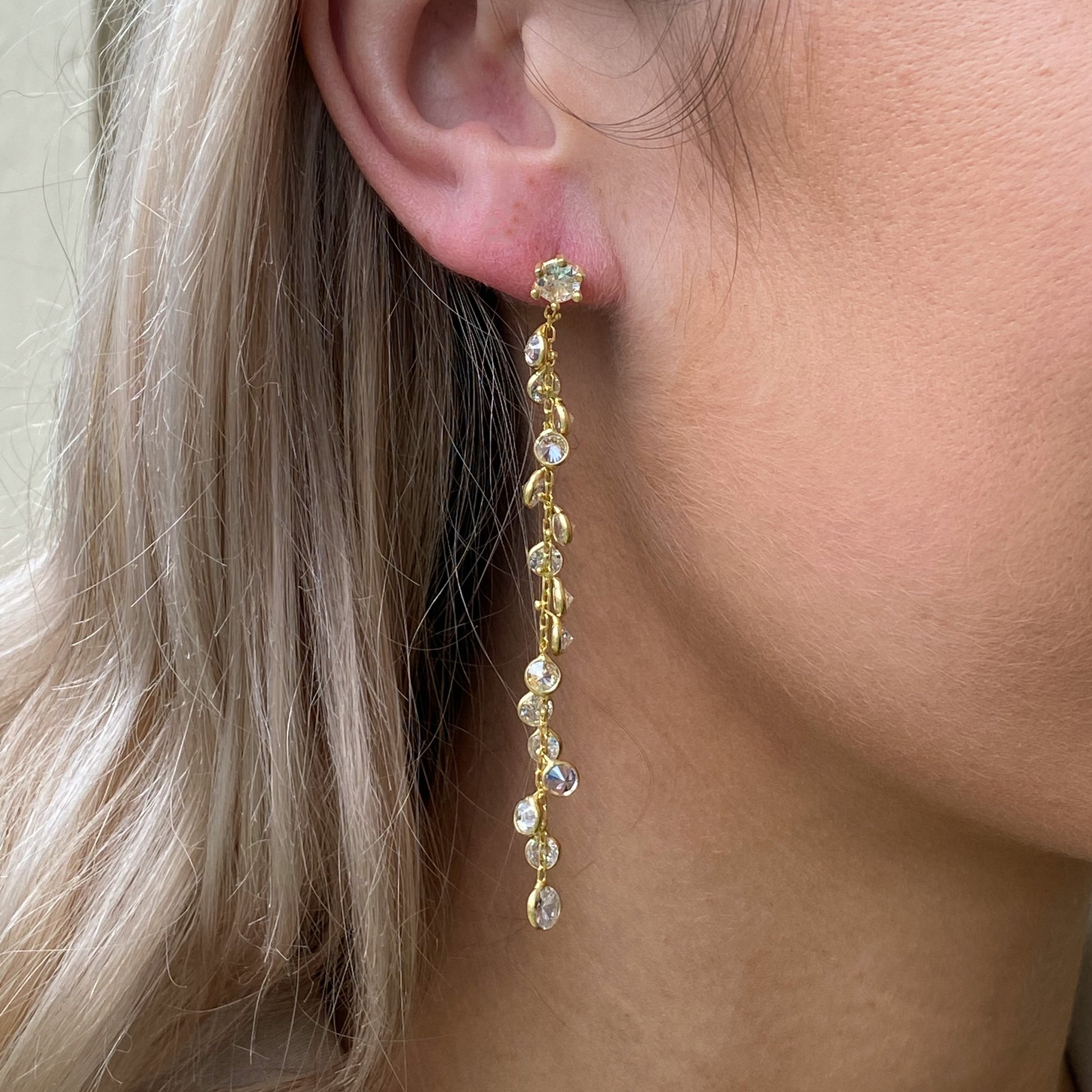 Sunshine Bezel Set CZ Long Drop Earrings - John Ross Jewellers