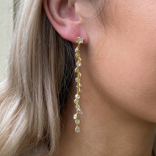 Sunshine Bezel Set CZ Long Drop Earrings - John Ross Jewellers