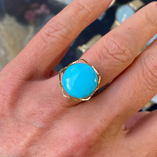 18ct Gold Turquoise Scintilla Ring | Round - John Ross Jewellers