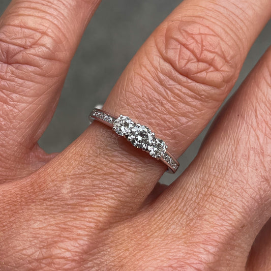 Platinum 0.65ct Trilogy Diamond Engagement Ring - John Ross Jewellers
