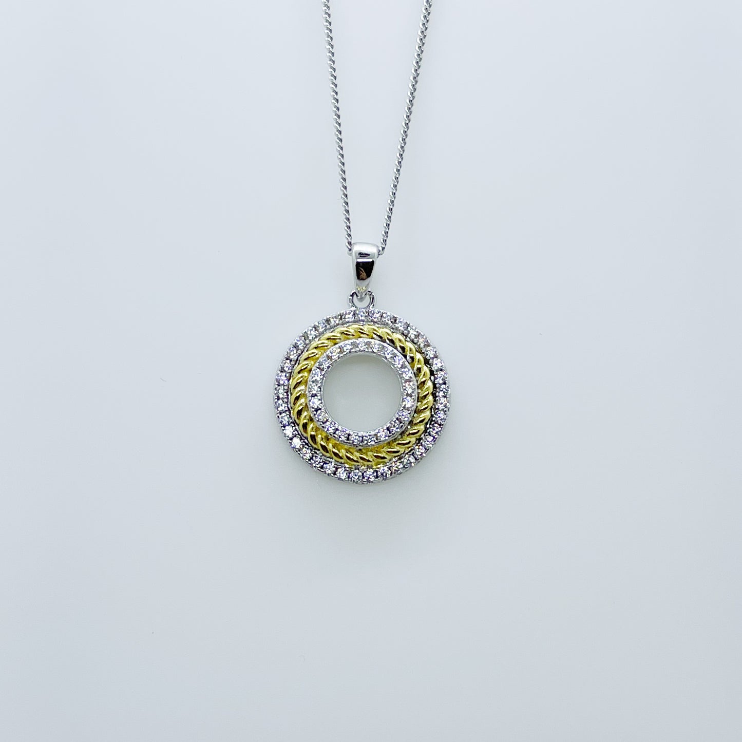 Silver CZ Eternity Necklace | Two Tone - John Ross Jewellers