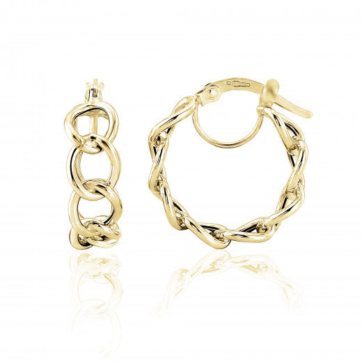 9ct Gold Curb Link Hoop Earrings - John Ross Jewellers