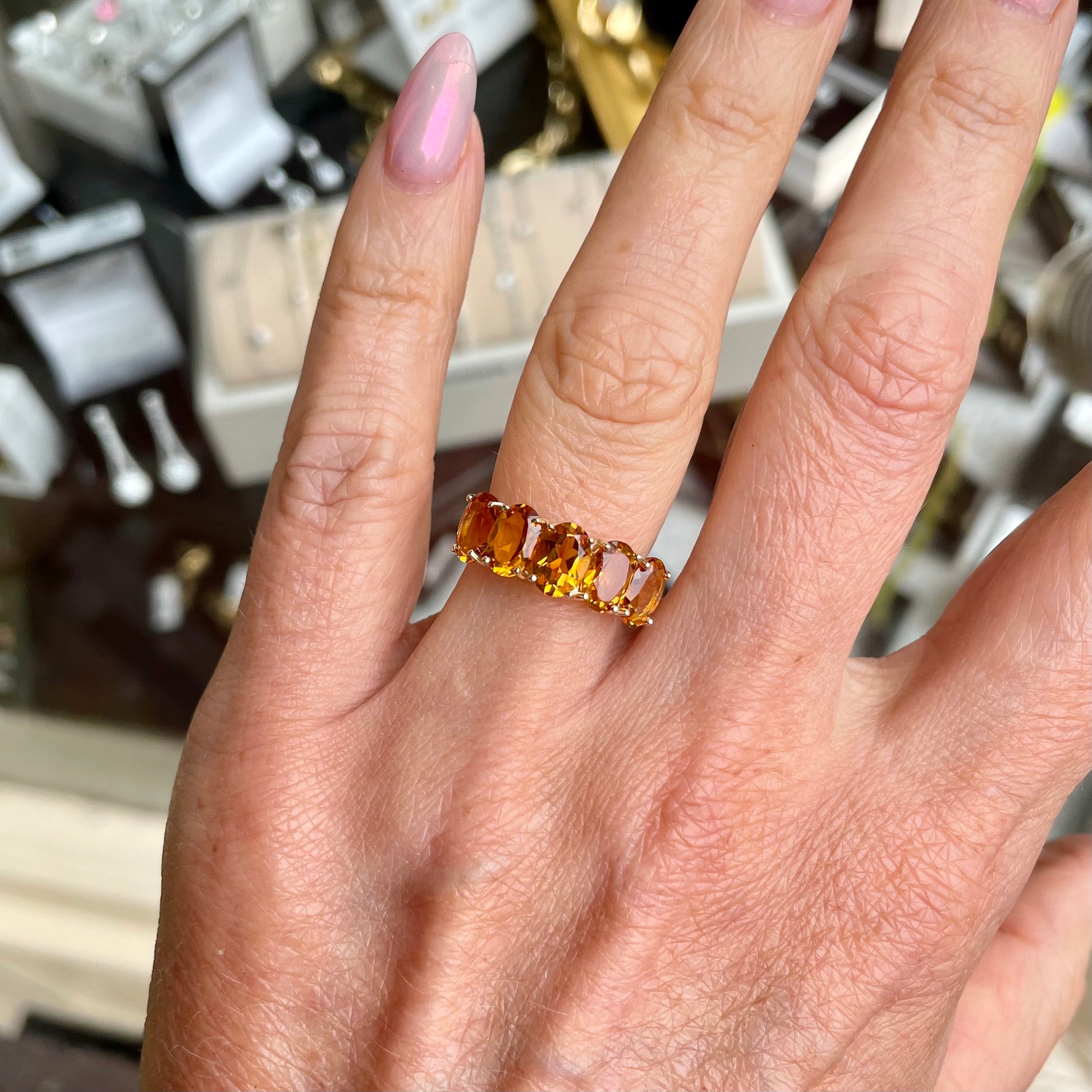 9ct Gold Yellow Topaz Stepped Ring - John Ross Jewellers