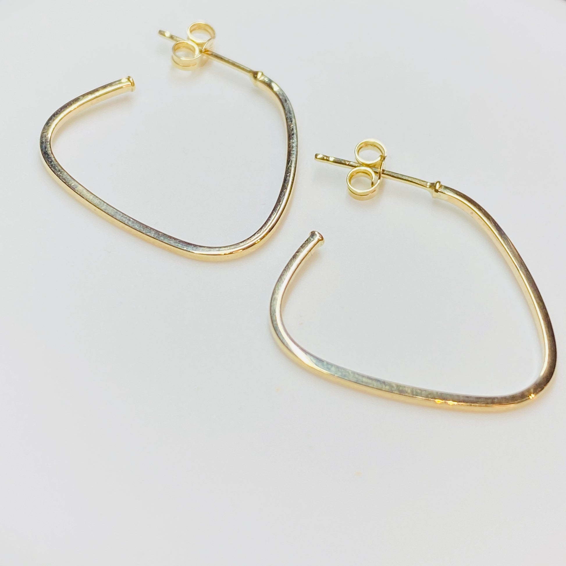 9ct Gold Extra Skinny Shaped Hoop Earrings - John Ross Jewellers