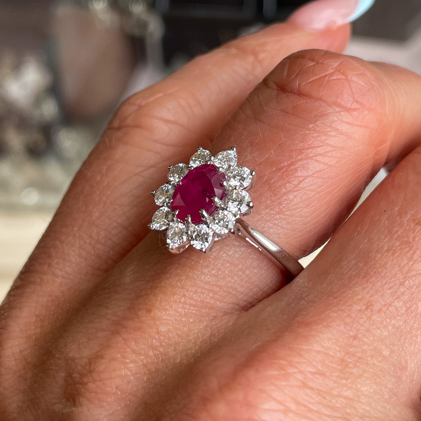 18ct White Gold Ruby & Diamond Ring - John Ross Jewellers