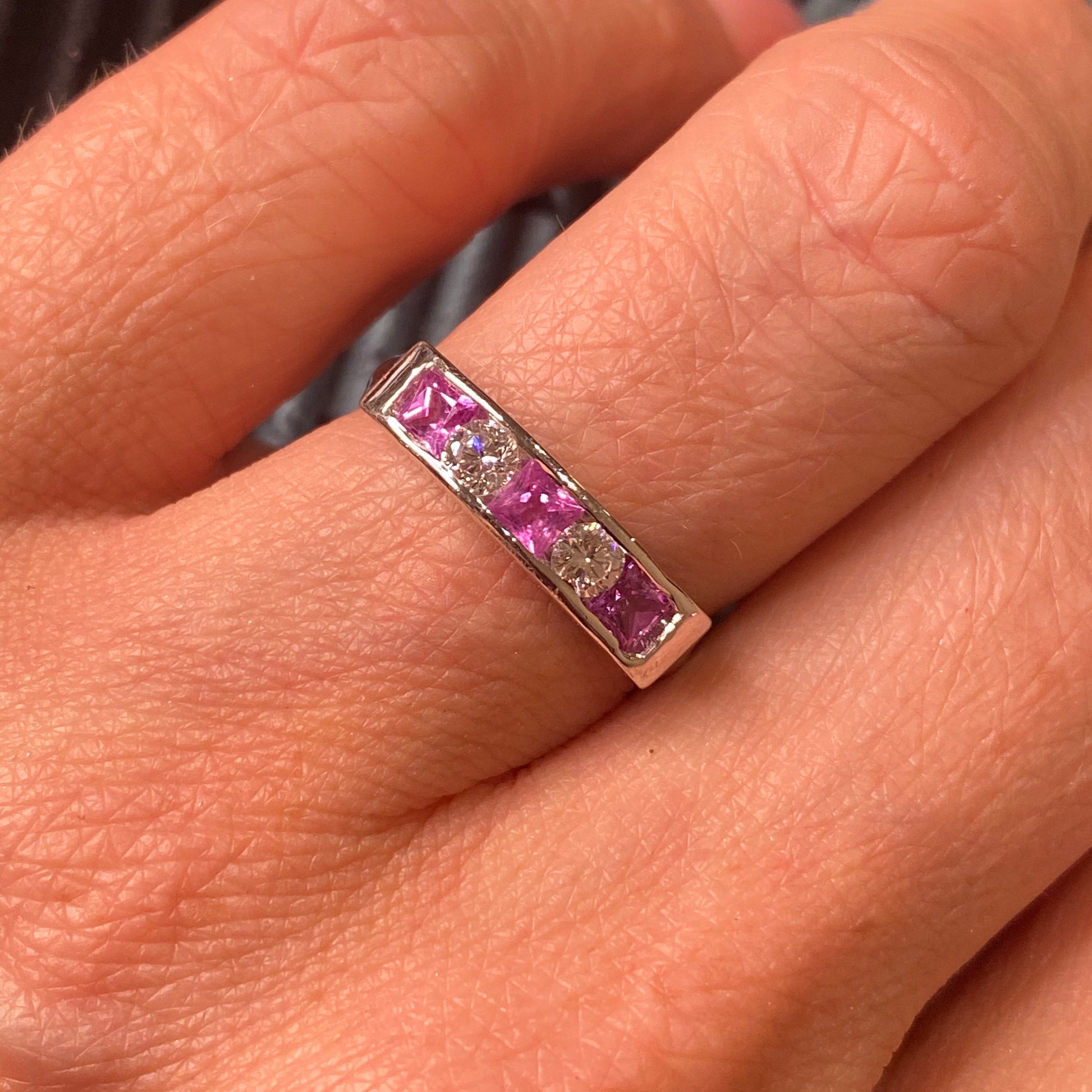 18ct White Gold Pink Sapphire & Diamond Ring - John Ross Jewellers