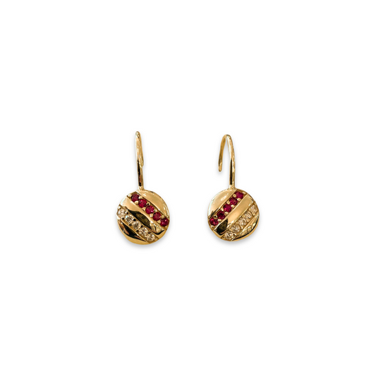 9ct Gold Created Ruby & CZ Drop Earrings | German Wires - John Ross Jewellers