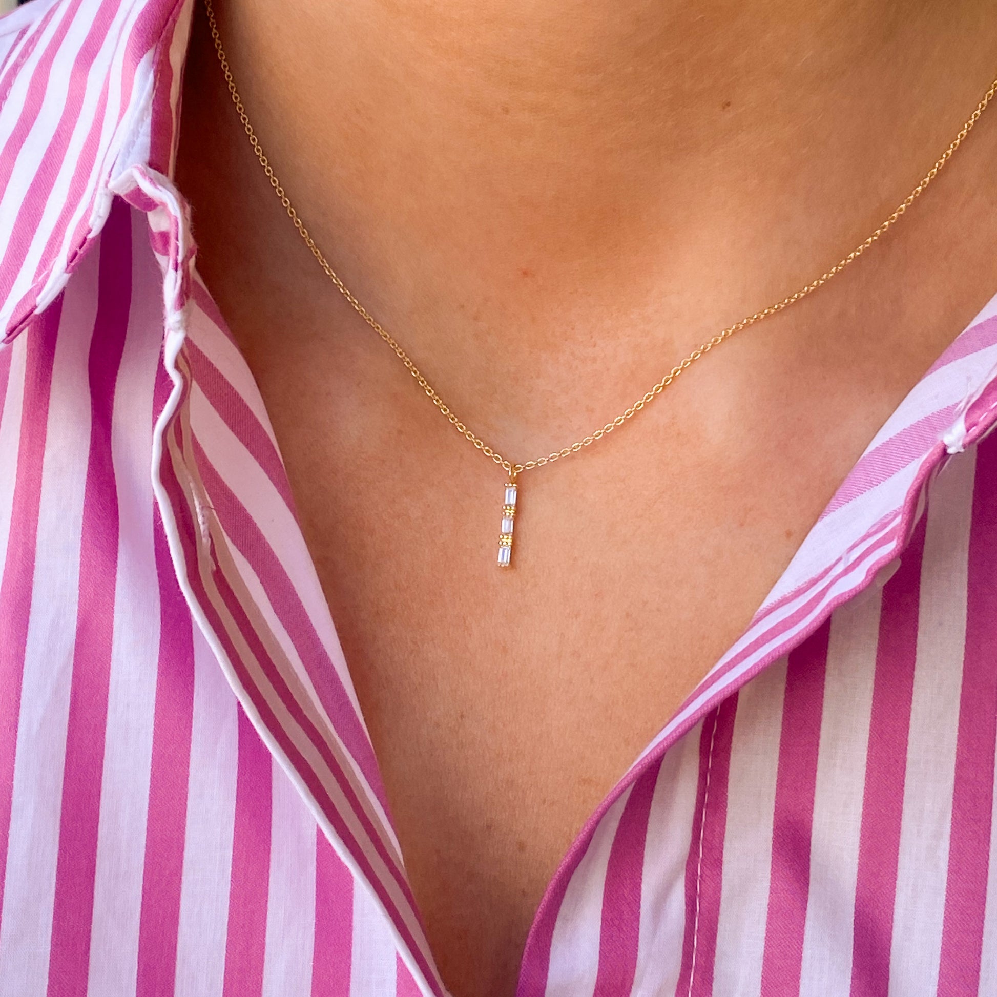 Sunshine Baguette CZ Bar Pendant Necklace - John Ross Jewellers