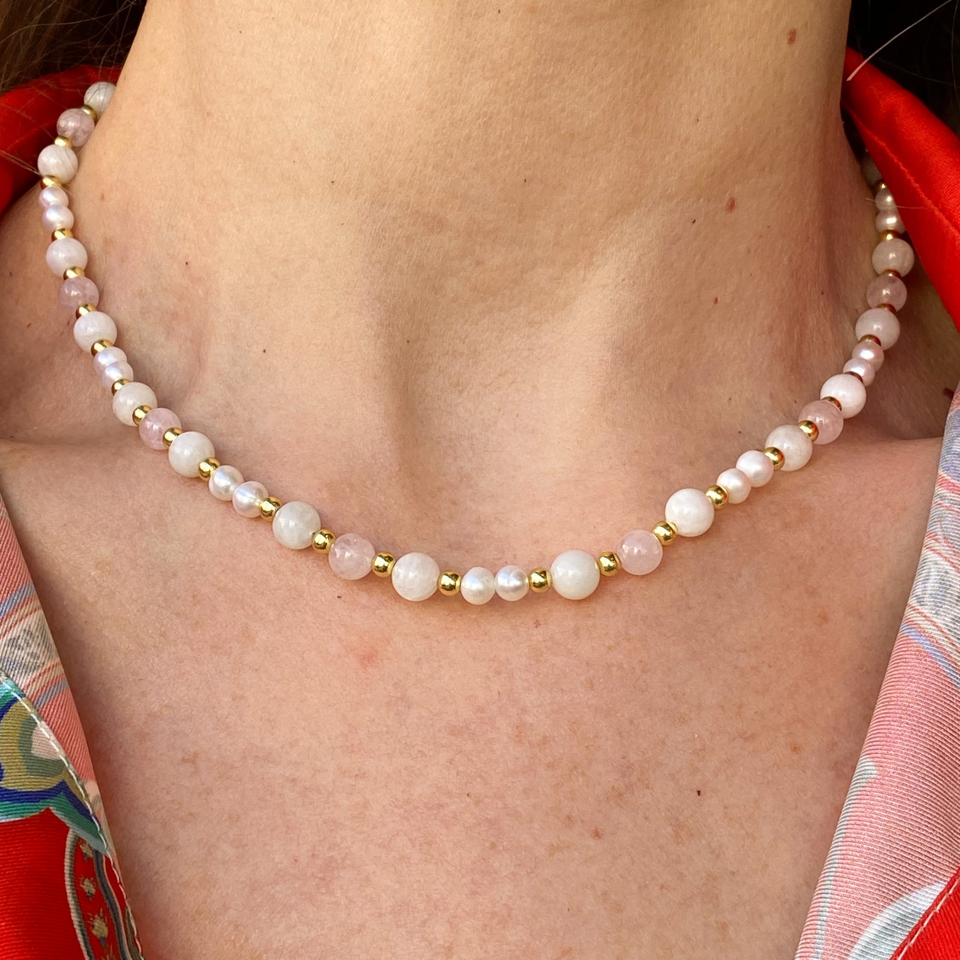 Softest Pink - Limited Edition Quartz & Freshwater Pearl Necklace | 45cm - John Ross Jewellers