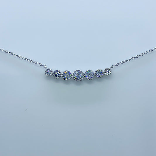 Silver Millgrain CZ Bar Necklace - John Ross Jewellers