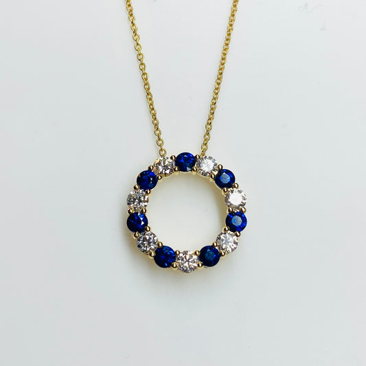 18ct Gold Sapphire & Diamond Eternity Necklace - John Ross Jewellers