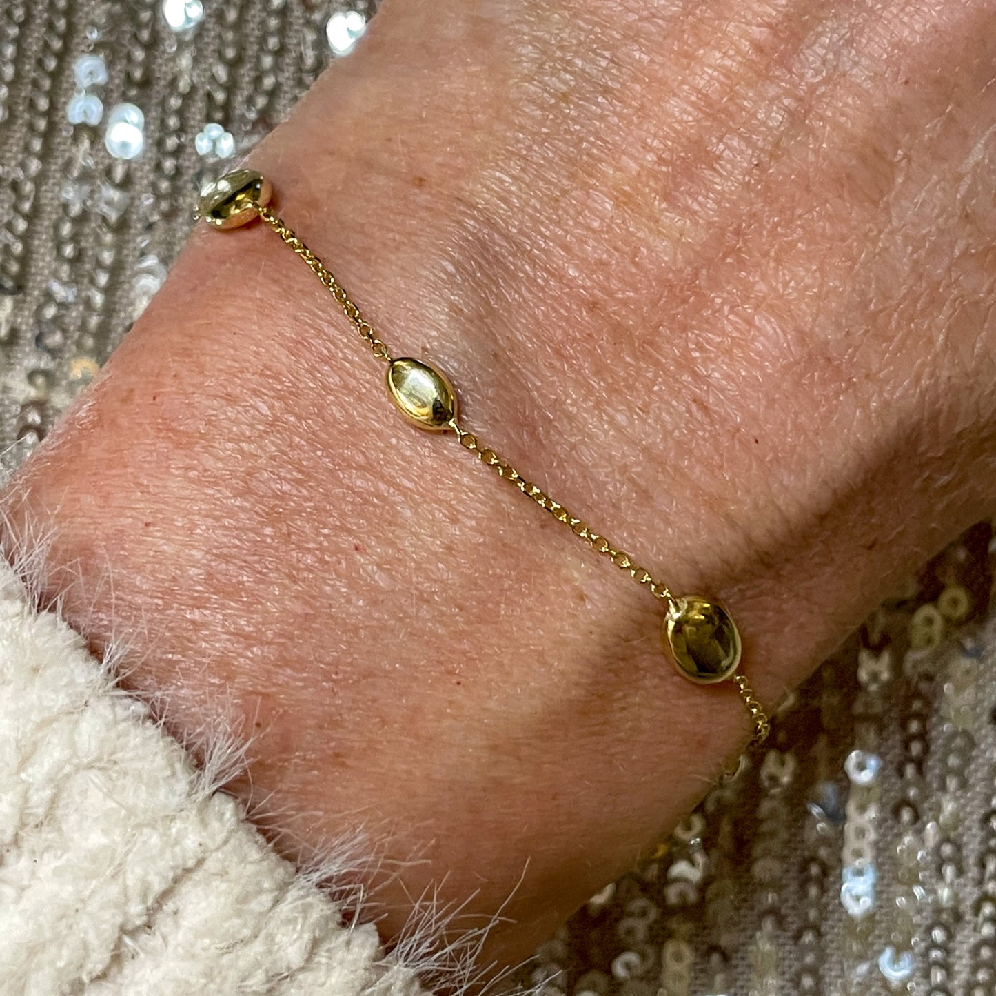 9ct Gold Puffed Ovals Bracelet - John Ross Jewellers