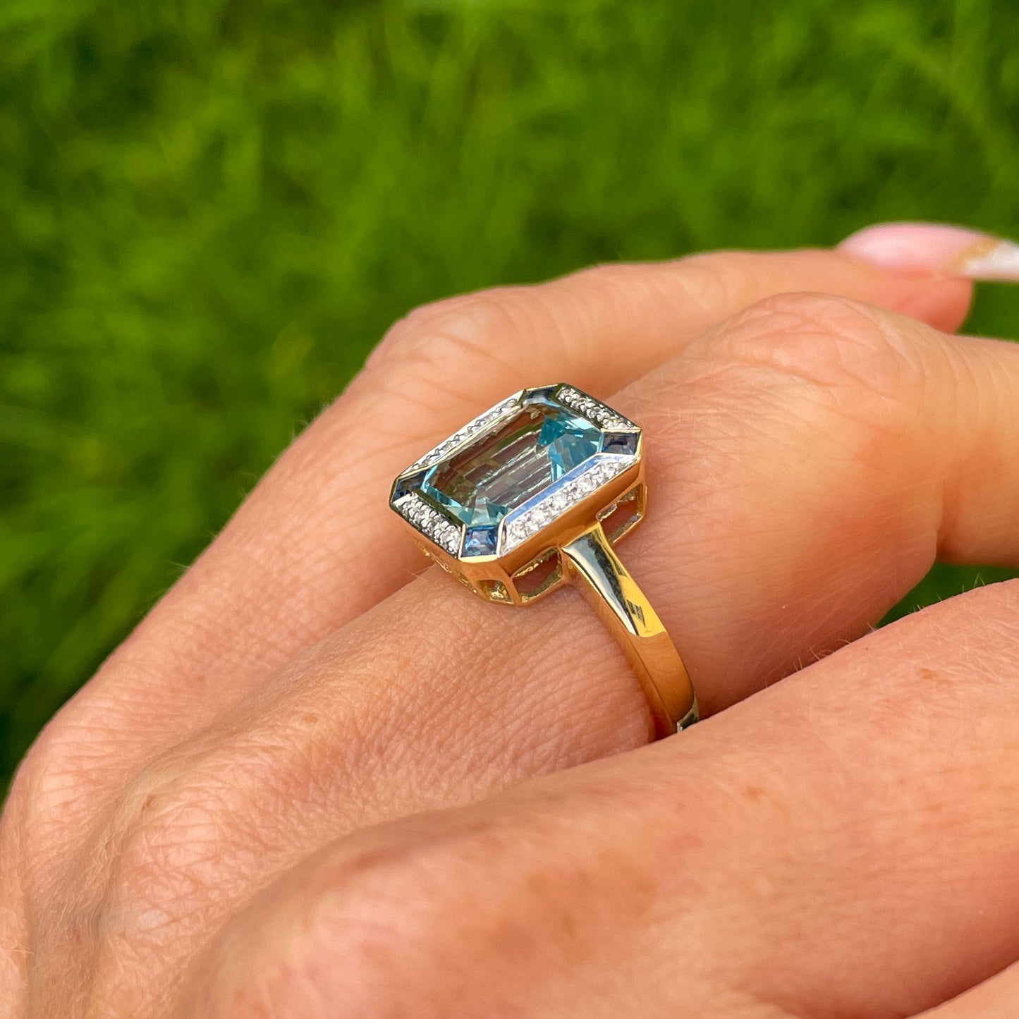 9ct Gold Blue Topaz, Sapphire & Diamond Ring - John Ross Jewellers