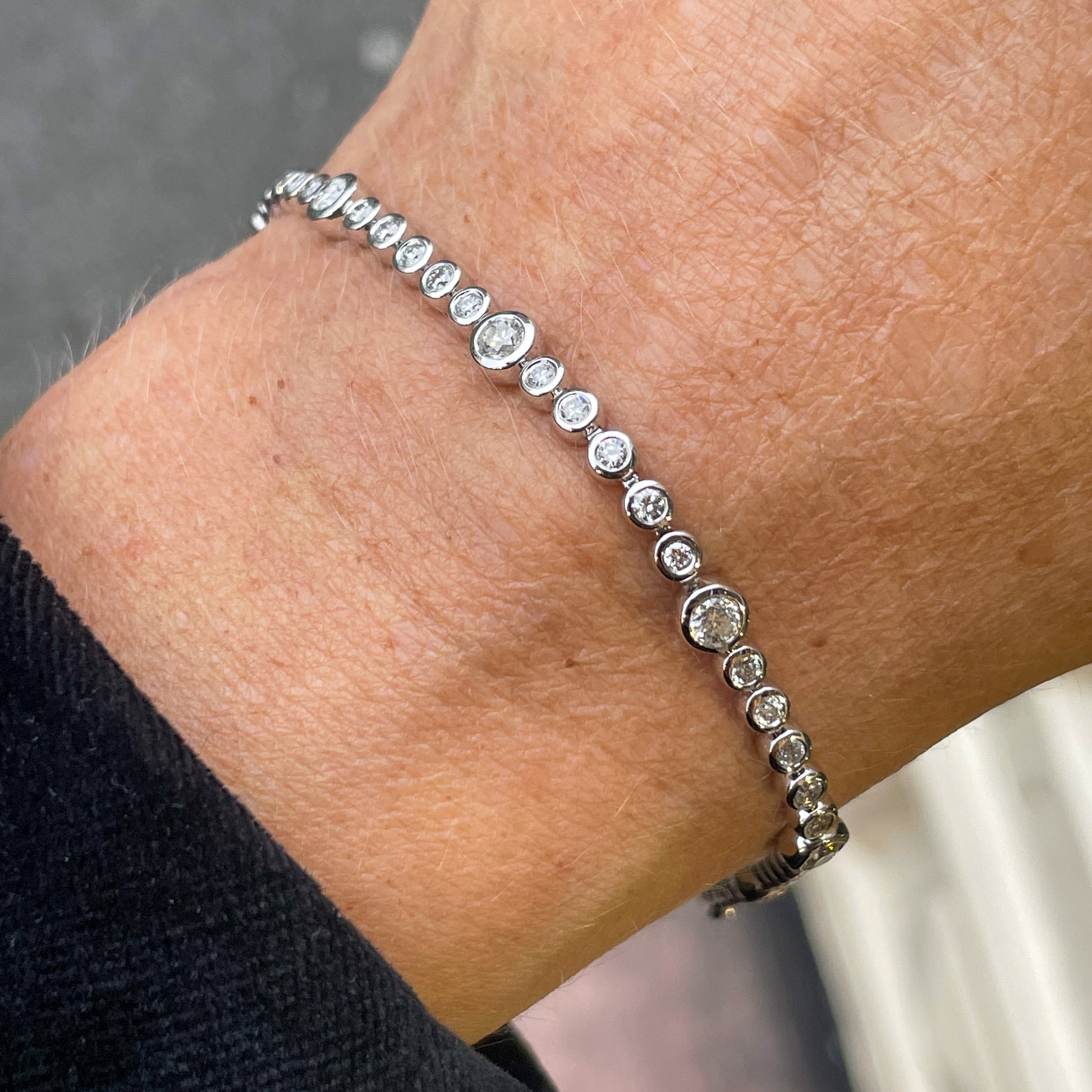 9ct White Gold Diamond Line Bracelet | 2.34ct - John Ross Jewellers