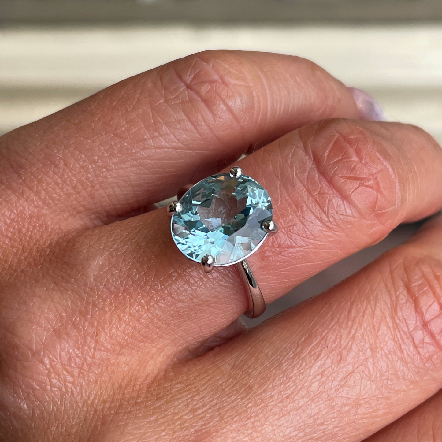 18ct White Gold Aquamarine Solitaire Ring | 5.22ct - John Ross Jewellers