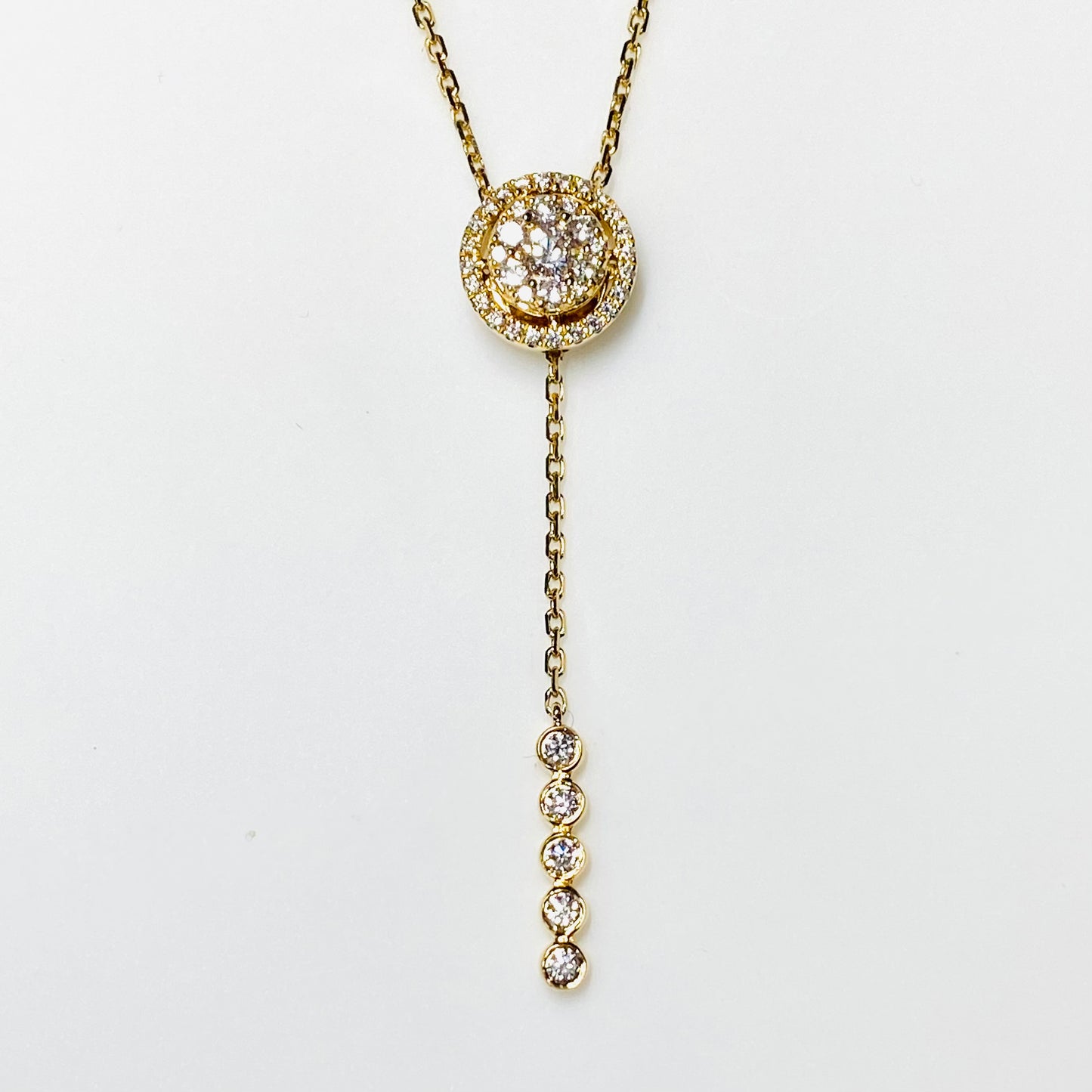 18ct Yellow Gold Diamond Y Necklet