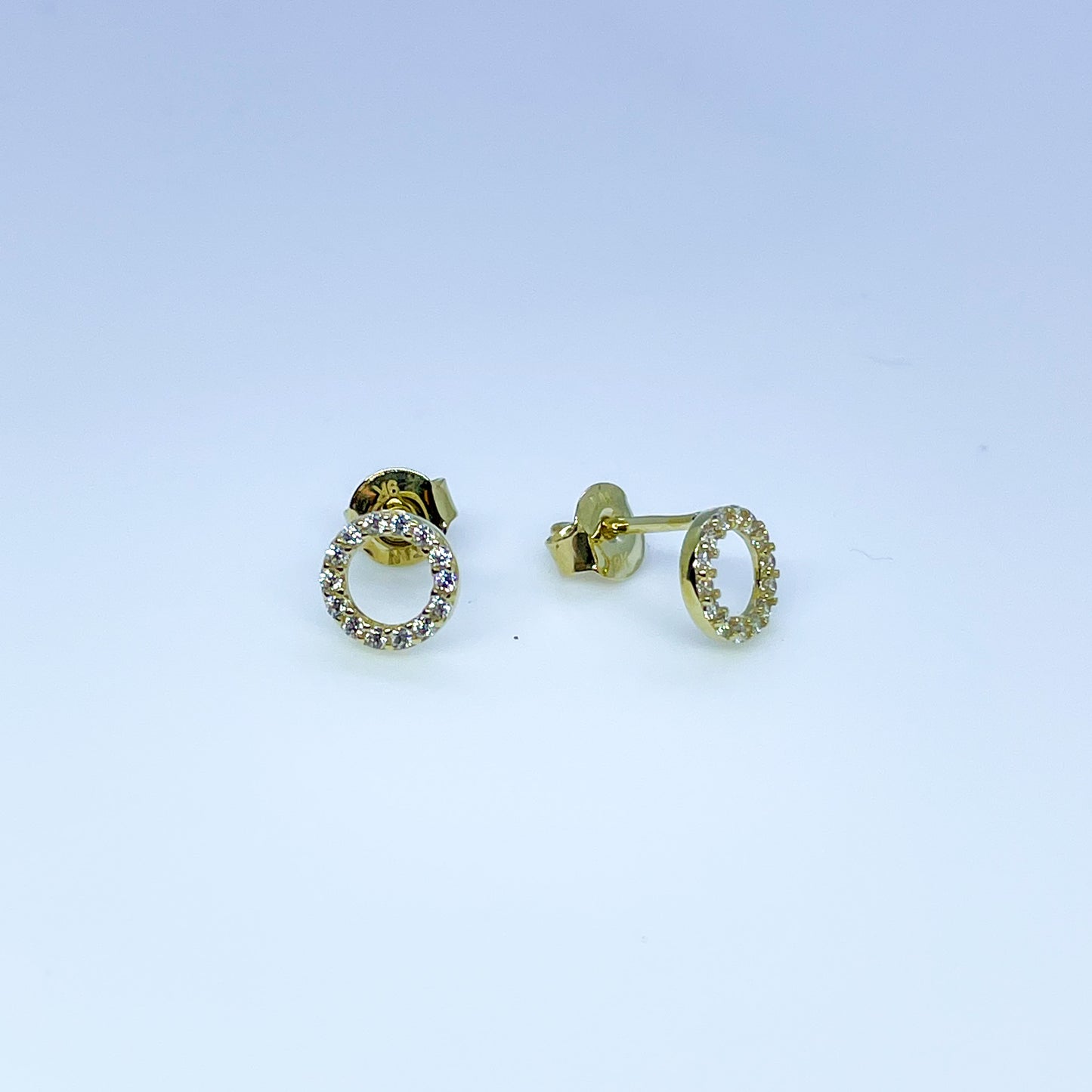 9ct Gold CZ Open Circle Stud Earrings - John Ross Jewellers