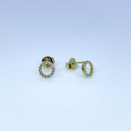 9ct Gold CZ Open Circle Stud Earrings - John Ross Jewellers