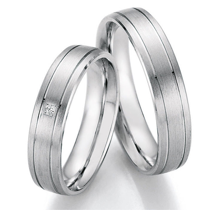 Silver Diamond Set Wedding Ring | 5mm - John Ross Jewellers