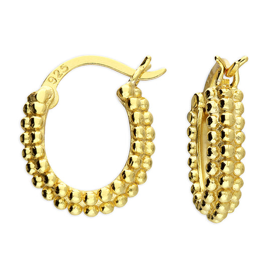 Sunshine Triple Beaded Oval Hoop Earrings - John Ross Jewellers