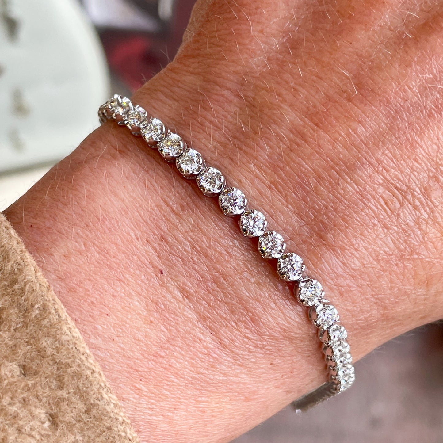 18ct White Gold Diamond Line Bracelet | 4.00ct - John Ross Jewellers