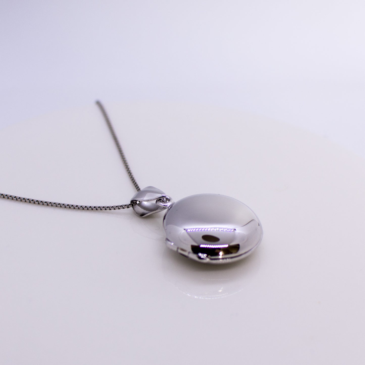 Silver Polished Round Locket and Chain - John Ross Jewellers
