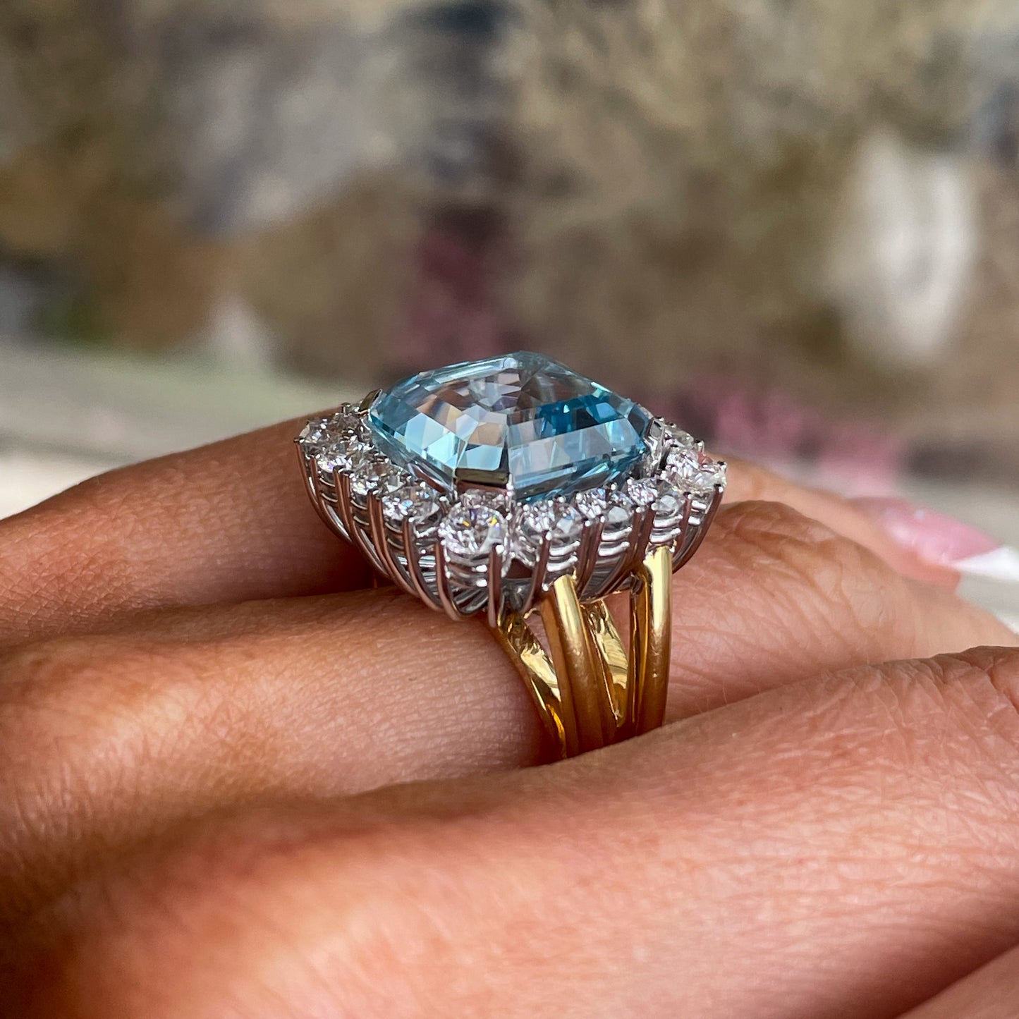 18ct Gold Aquamarine & Diamond Ring - John Ross Jewellers