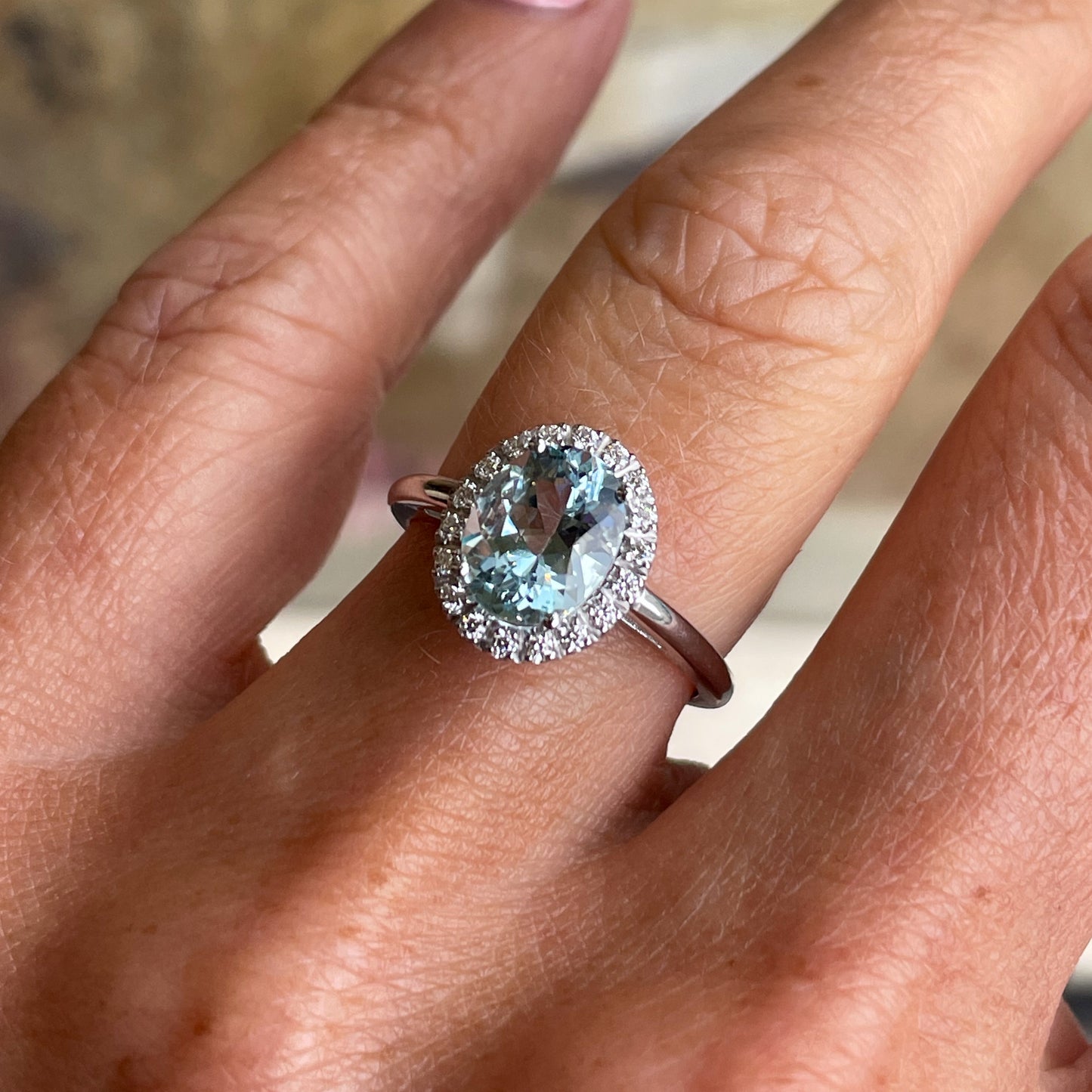 18ct White Gold Aquamarine & Diamond Ring - John Ross Jewellers