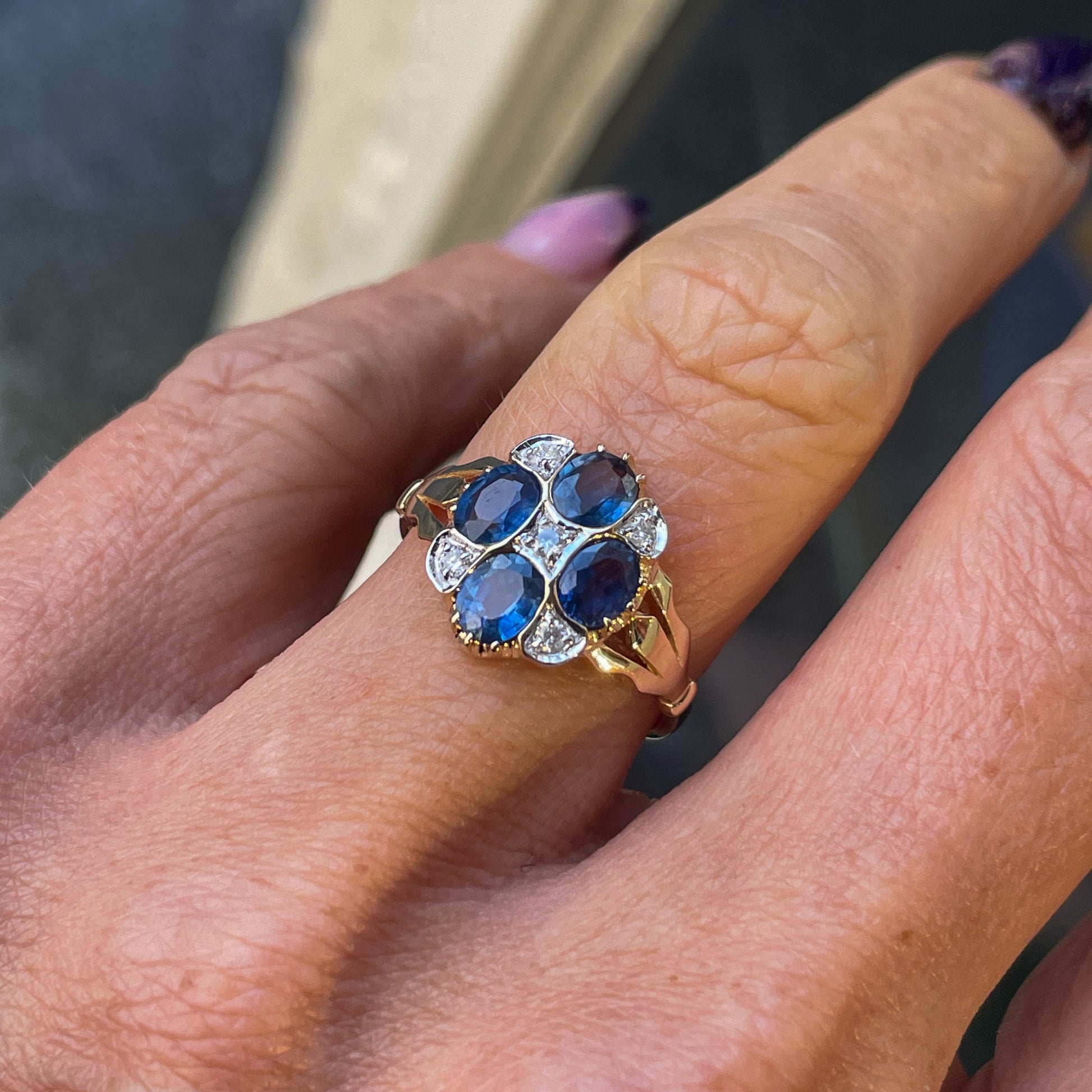 9ct Gold Sapphire & Diamond Quattro Ring - John Ross Jewellers