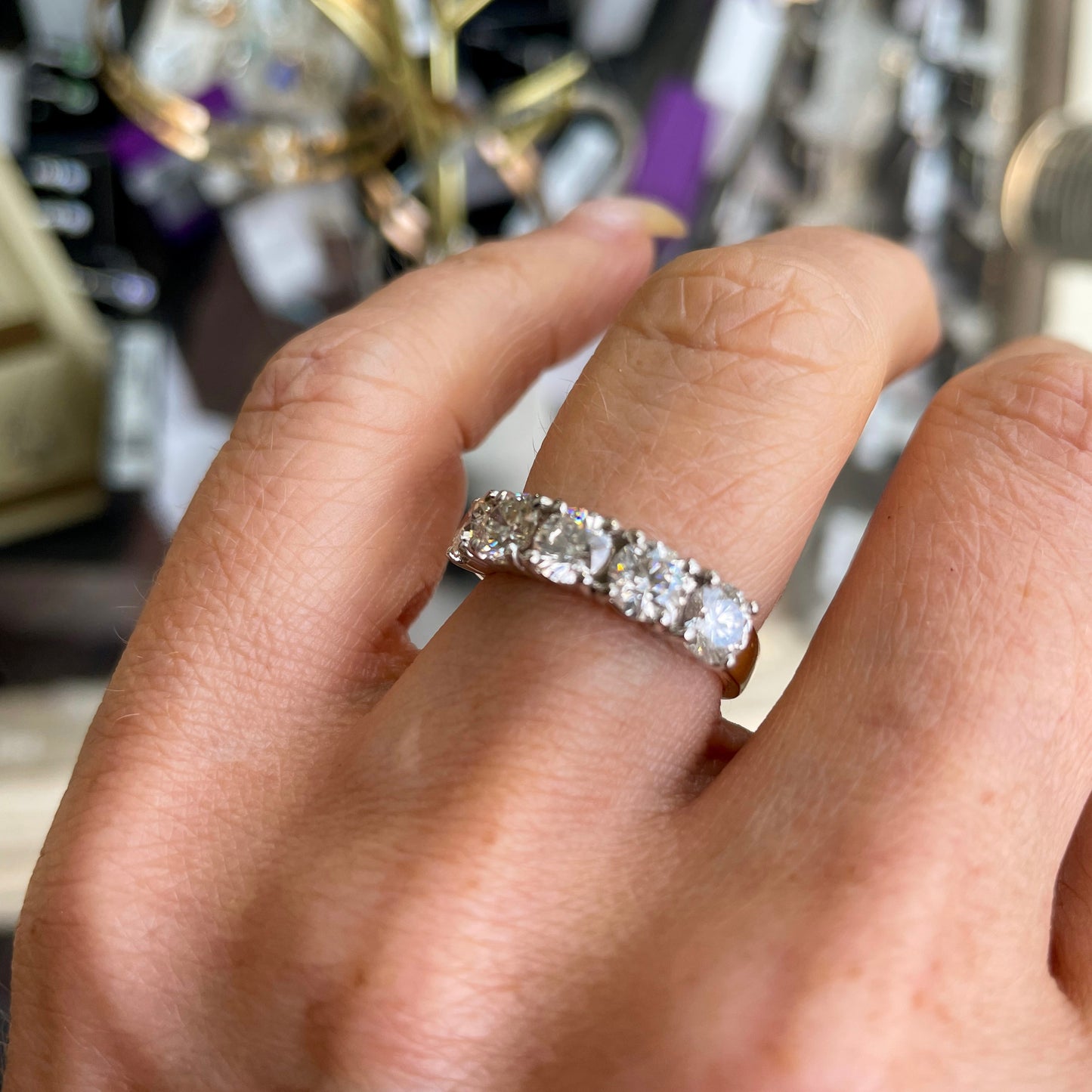 18ct Gold 2.00ct Five Stone Diamond Eternity Ring | Certified - John Ross Jewellers