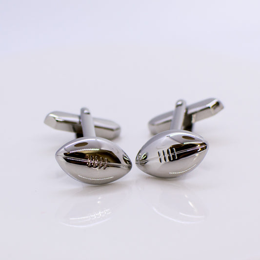 Silver Cufflinks - Rugby Balls - John Ross Jewellers