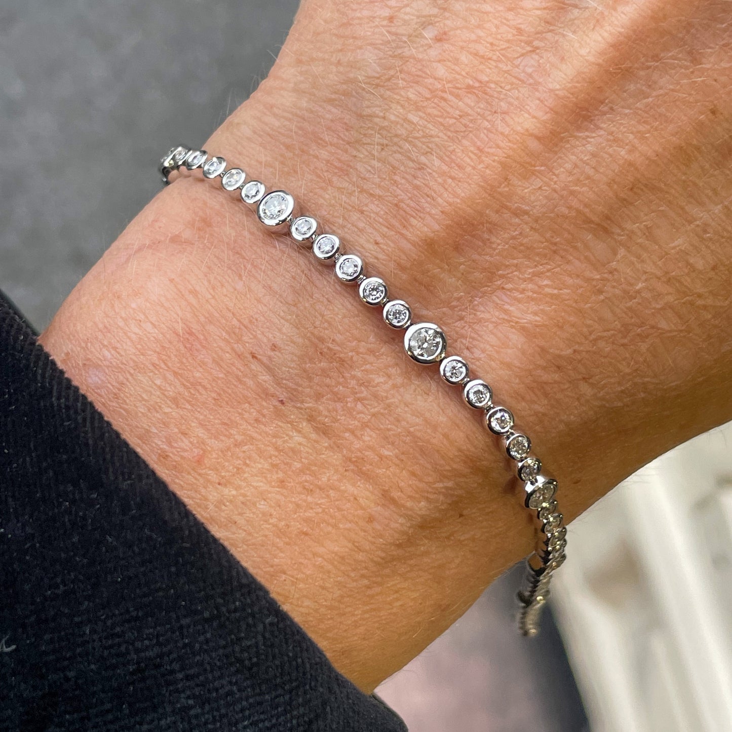 9ct White Gold Diamond Line Bracelet | 2.34ct - John Ross Jewellers