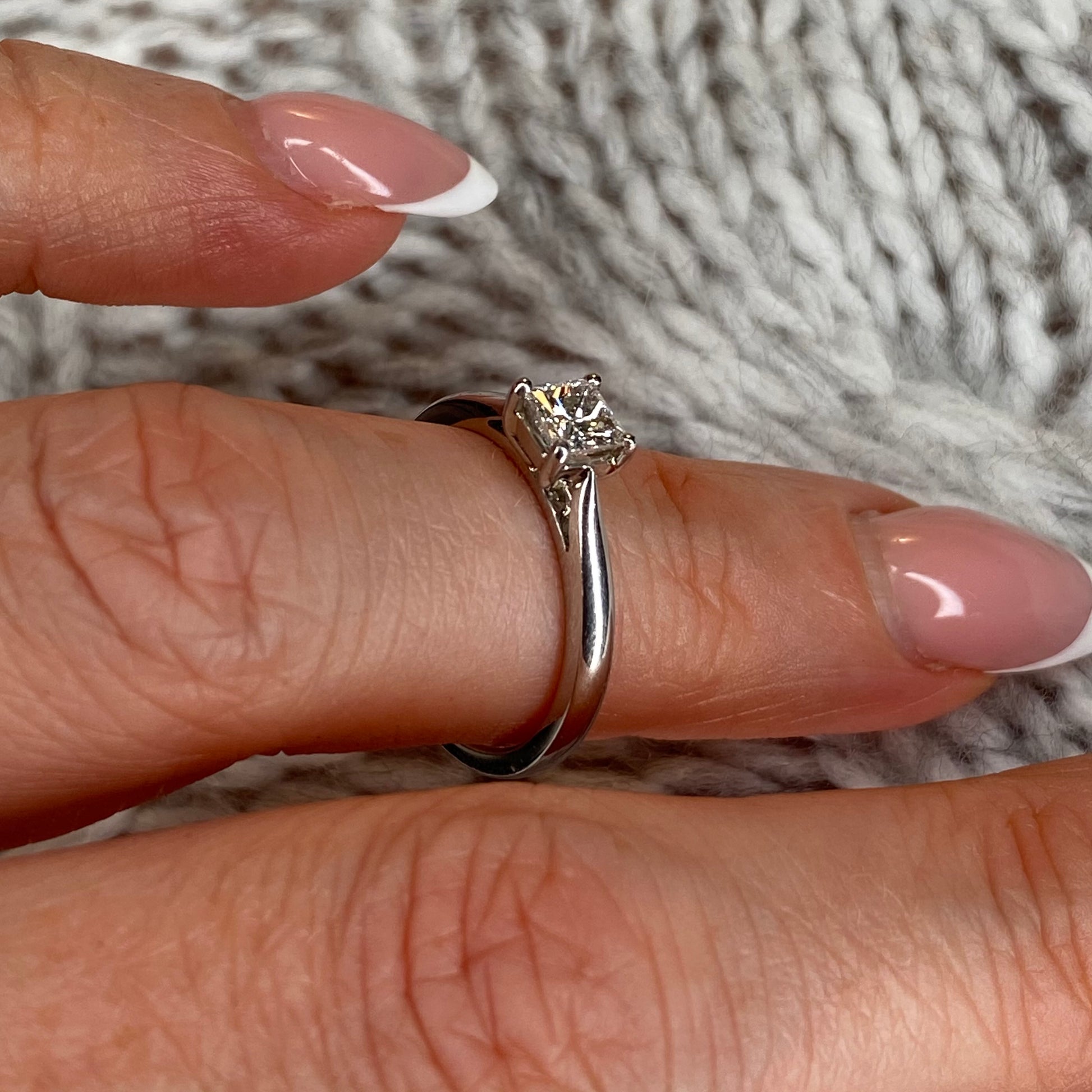 Platinum Princess Cut Diamond Solitaire Engagement Ring 0.46ct - John Ross Jewellers