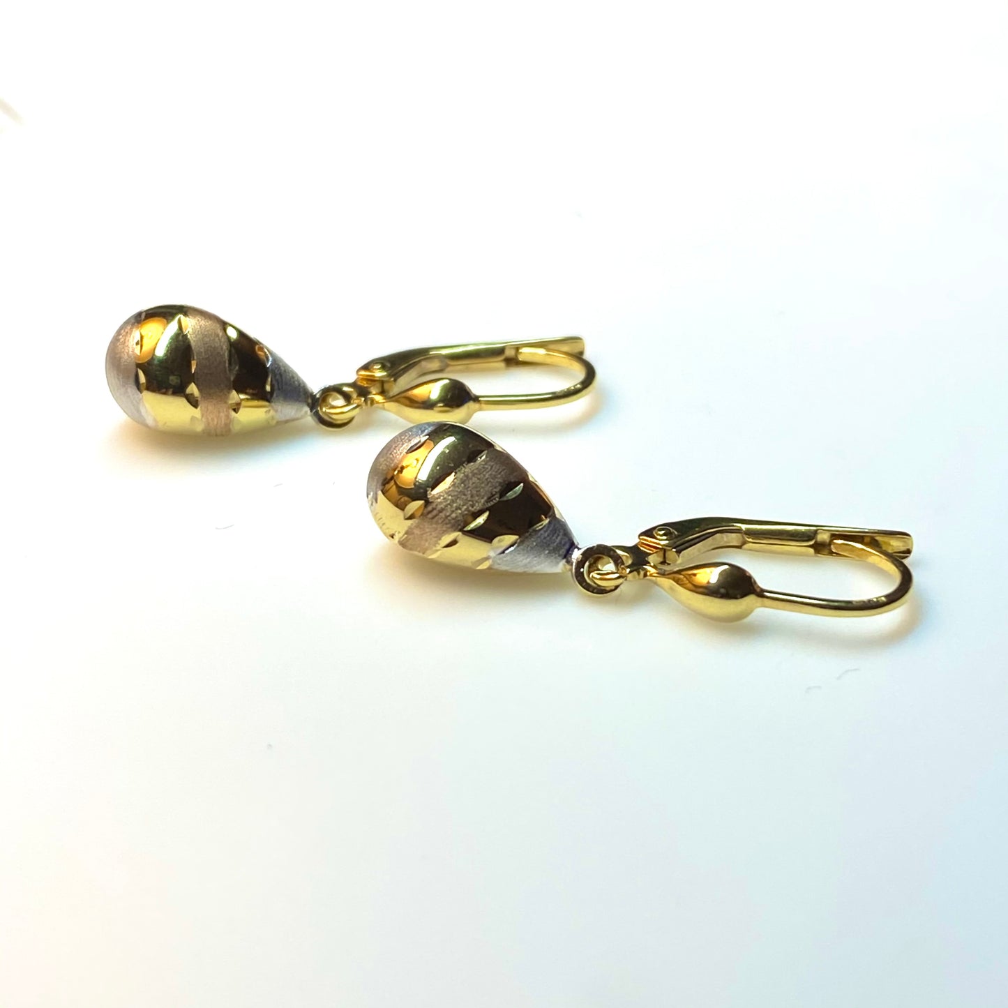 9ct Gold Three Colour Drop Earrings - John Ross Jewellers