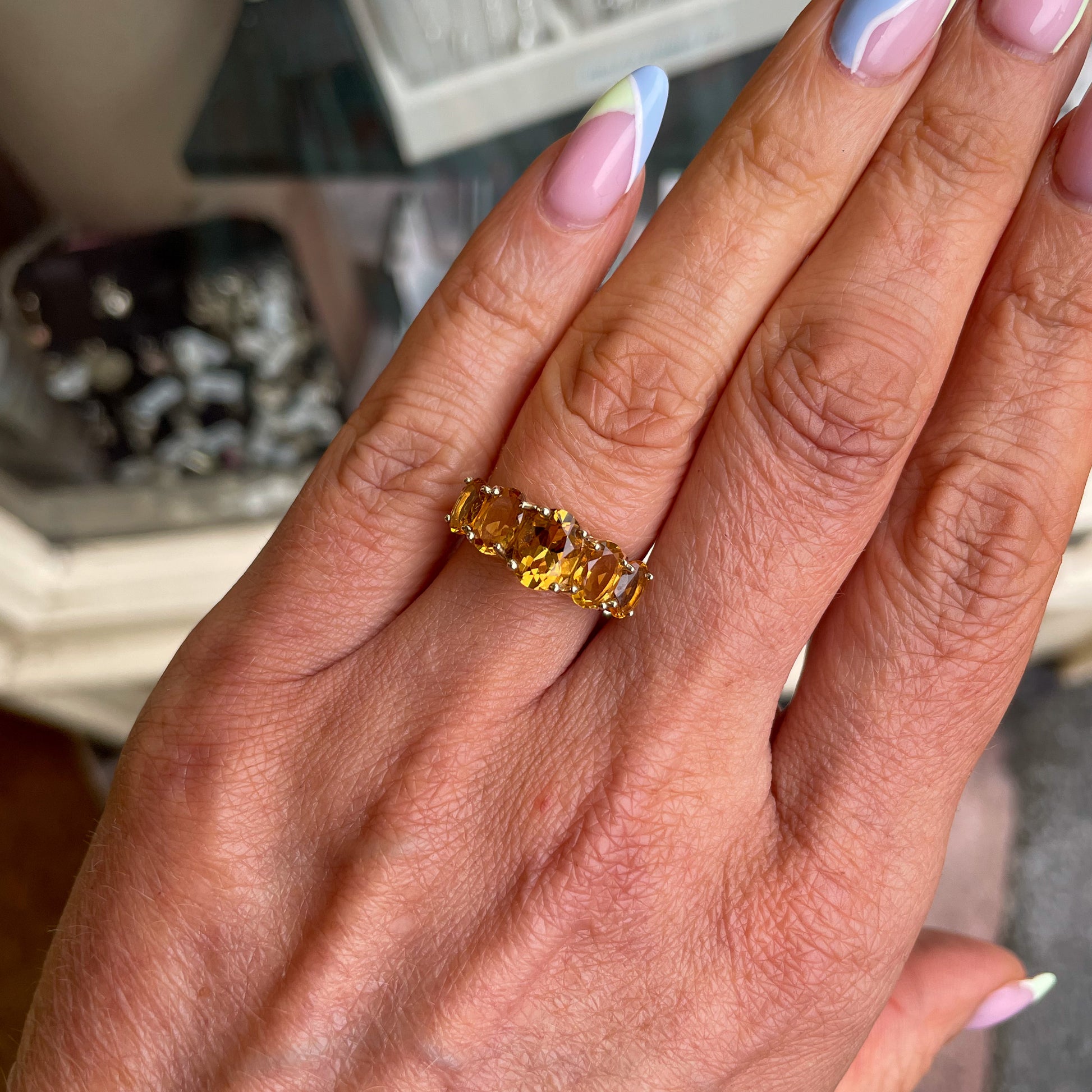 9ct Gold Citrine Stepped Ring - John Ross Jewellers