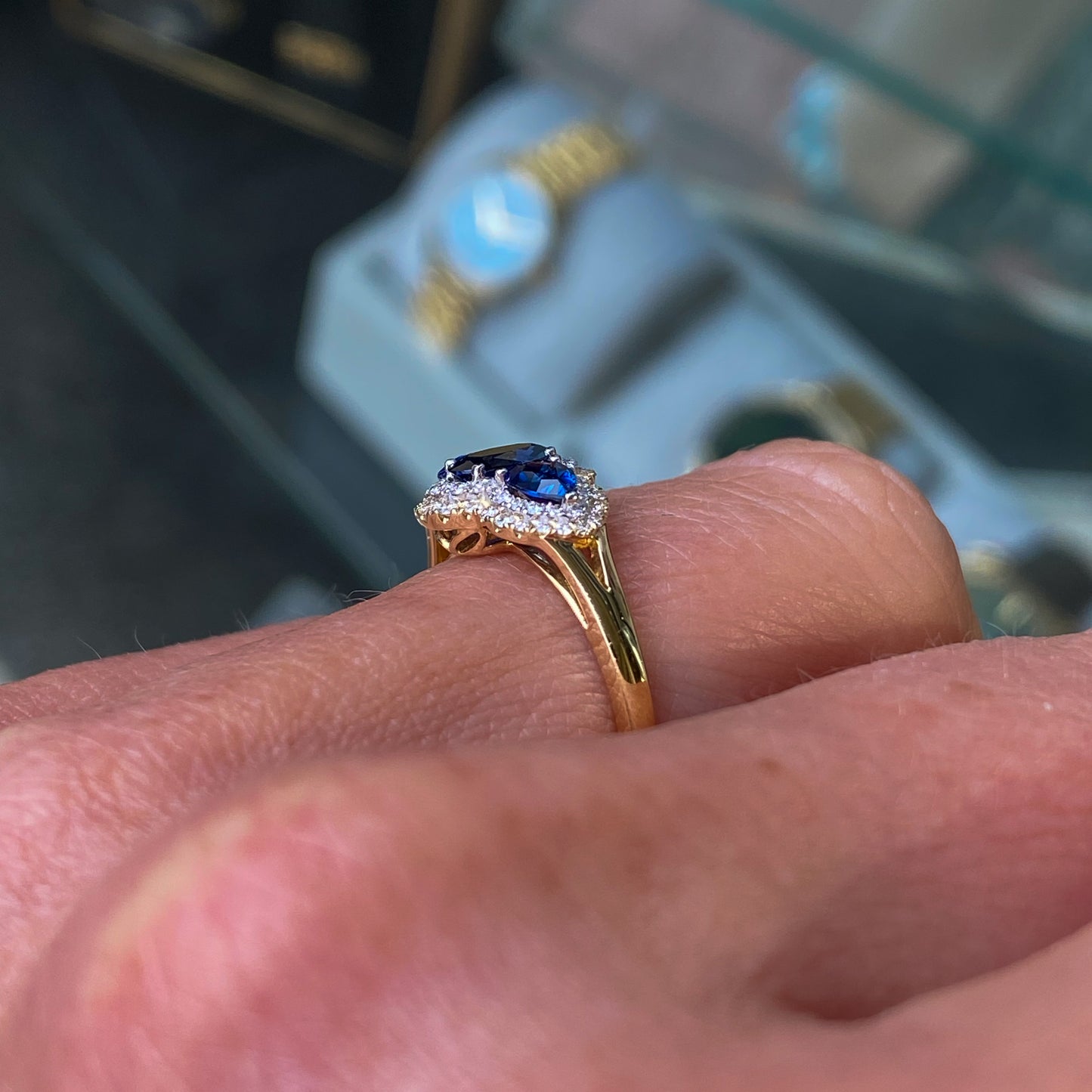 18ct Gold Sapphire & Diamond Trilogy Ring - John Ross Jewellers