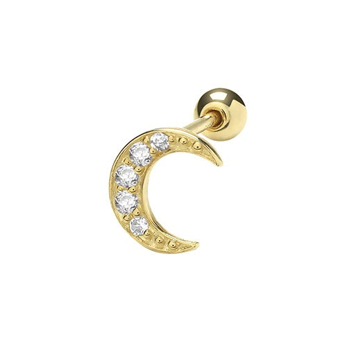 Ear Candy 9ct Gold CZ Moon Cartilage Stud - John Ross Jewellers